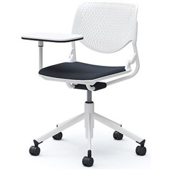 81S2NY FXW4 ルナ 5本脚チェア 肘無 タブレット付 背パッド無 ホワイトシェル ホワイトフレーム ナイロン双輪 オカムラ(岡村製作所) 07202715