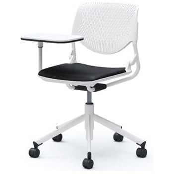 81S2NY PB20 ルナ 5本脚チェア 肘無 タブレット付 背パッド無 ホワイトシェル ホワイトフレーム ナイロン双輪 オカムラ(岡村製作所) 07202731