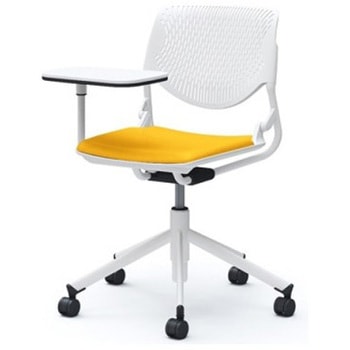 81S2NY PD33 ルナ 5本脚チェア 肘無 タブレット付 背パッド無 ホワイトシェル ホワイトフレーム ナイロン双輪 オカムラ(岡村製作所) 07202740