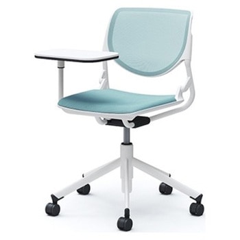 81S2ND FKA6 ルナ 5本脚チェア 肘無 タブレット付 背メッシュ ホワイトシェル ホワイトフレーム ナイロン双輪 オカムラ(岡村製作所) 07203300