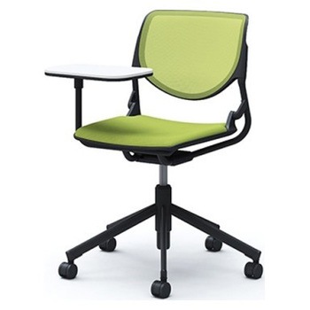 81S2QD FKA5 ルナ 5本脚チェア 肘無 タブレット付 背メッシュ ブラックシェル ブラックフレーム ナイロン双輪 オカムラ(岡村製作所) 07203415