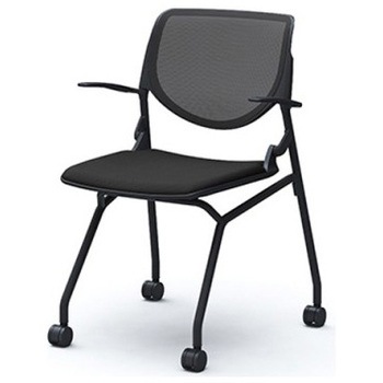 81S1CF FKA1 ルナ ネスティング 肘付  背メッシュ ブラックシェル ブラックフレーム ナイロン双輪 オカムラ(岡村製作所) 07204237