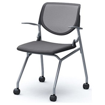 81S1CJ FKA2 ルナ ネスティング 肘付  背メッシュ ブラックシェル シルバーフレーム ナイロン双輪 オカムラ(岡村製作所) 07204255