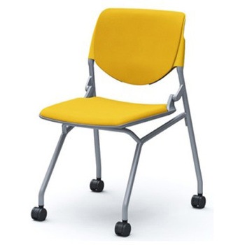 81S1FB FSG9 ルナ ネスティング 肘無  背パッド付 イエローシェル シルバーフレーム ナイロン双輪 オカムラ(岡村製作所) 07204368