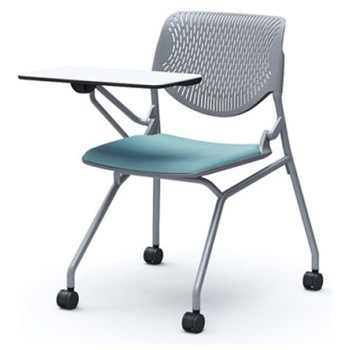 81S1BN FSG7 ルナ ネスティング 肘無 テーブル付 背パッド無 グレーシェル シルバーフレーム ナイロン双輪 オカムラ(岡村製作所) 07205007