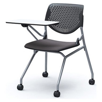 81S1CN FXW1 ルナ ネスティング 肘無 テーブル付 背パッド無 ブラックシェル シルバーフレーム ナイロン双輪 オカムラ(岡村製作所) 07205041