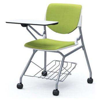 81S1GR PD32 ルナ ネスティング 肘無 棚付テーブル付 背パッド付 ホワイトシェル シルバーフレーム ナイロン双輪 オカムラ(岡村製作所) 07205199
