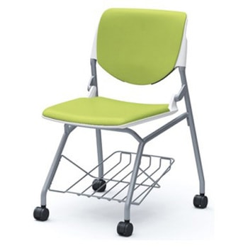 81S1GB PD32 ルナ ネスティング 肘無 棚付 背パッド付 ホワイトシェル シルバーフレーム ナイロン双輪 オカムラ(岡村製作所) 07205996