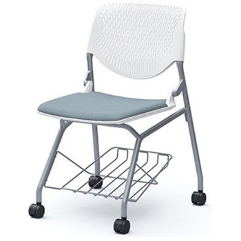 81S1GA FXW9 ルナ ネスティング 肘無 棚付 背パッド無 ホワイトシェル シルバーフレーム ナイロン双輪 オカムラ(岡村製作所) 07206197