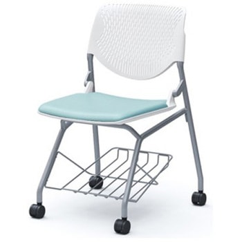 81S1GA PD31 ルナ ネスティング 肘無 棚付 背パッド無 ホワイトシェル シルバーフレーム ナイロン双輪 オカムラ(岡村製作所) 07206206