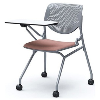 81S1BN FXW8 ルナ ネスティング 肘無 テーブル付 背パッド無 グレーシェル シルバーフレーム ナイロン双輪 オカムラ(岡村製作所) 07206931