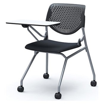 81S1CN FXW4 ルナ ネスティング 肘無 テーブル付 背パッド無 ブラックシェル シルバーフレーム ナイロン双輪 オカムラ(岡村製作所) 07206967