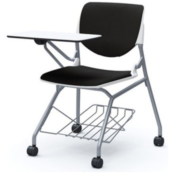 81S1GR FSF1 ルナ ネスティング 肘無 棚付テーブル付 背パッド付 ホワイトシェル シルバーフレーム ナイロン双輪 オカムラ(岡村製作所) 07207055