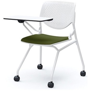 81S1AS FMV1 ルナ ネスティング 肘無 テーブル付 背パッド無 ホワイトシェル ホワイトフレーム ナイロン双輪 オカムラ(岡村製作所) 07207159