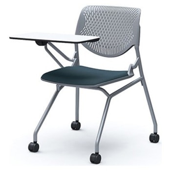 81S1BN FMV0 ルナ ネスティング 肘無 テーブル付 背パッド無 グレーシェル シルバーフレーム ナイロン双輪 オカムラ(岡村製作所) 07207168