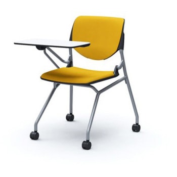 81S1CR FSG9 ルナ ネスティング 肘無 テーブル付 背パッド付 ブラックシェル シルバーフレーム ナイロン双輪 オカムラ(岡村製作所) 07207685