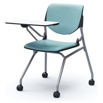 81S1CR PD31 ルナ ネスティング 肘無 テーブル付 背パッド付 ブラックシェル シルバーフレーム ナイロン双輪 オカムラ(岡村製作所) 07207701