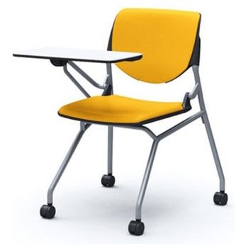 81S1CR PD33 ルナ ネスティング 肘無 テーブル付 背パッド付 ブラックシェル シルバーフレーム ナイロン双輪 オカムラ(岡村製作所) 07207710