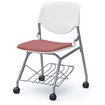 81S1GA FMV2 ルナ ネスティング 肘無 棚付 背パッド無 ホワイトシェル シルバーフレーム ナイロン双輪 オカムラ(岡村製作所) 07208550