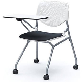 81S1AN FXW4 ルナ ネスティング 肘無 テーブル付 背パッド無 ホワイトシェル シルバーフレーム ナイロン双輪 オカムラ(岡村製作所) 07208866