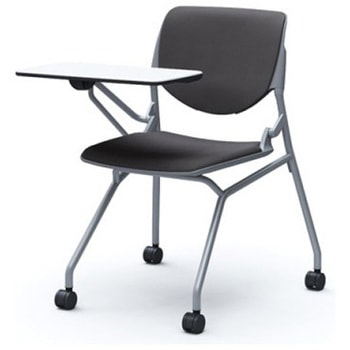 81S1BR FSG2 ルナ ネスティング 肘無 テーブル付 背パッド付 グレーシェル シルバーフレーム ナイロン双輪 オカムラ(岡村製作所) 07209706