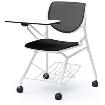 81S1GG FKA1 ルナ ネスティング 肘無 棚付テーブル付 背メッシュ ホワイトシェル ホワイトフレーム ナイロン双輪 オカムラ(岡村製作所) 07209785