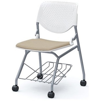 81S1GA FXW2 ルナ ネスティング 肘無 棚付 背パッド無 ホワイトシェル シルバーフレーム ナイロン双輪 オカムラ(岡村製作所) 07210221