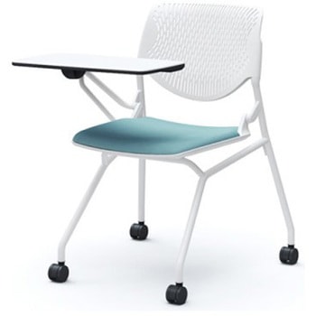 81S1AS FSG7 ルナ ネスティング 肘無 テーブル付 背パッド無 ホワイトシェル ホワイトフレーム ナイロン双輪 オカムラ(岡村製作所) 07210930