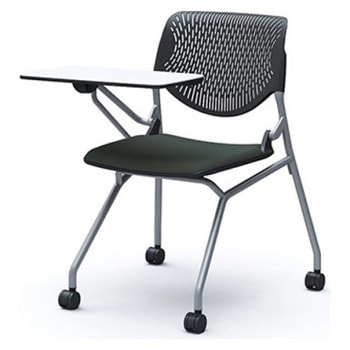 81S1CN FXW5 ルナ ネスティング 肘無 テーブル付 背パッド無 ブラックシェル シルバーフレーム ナイロン双輪 オカムラ(岡村製作所) 07210966