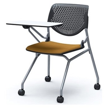 81S1CN FXW7 ルナ ネスティング 肘無 テーブル付 背パッド無 ブラックシェル シルバーフレーム ナイロン双輪 オカムラ(岡村製作所) 07210975