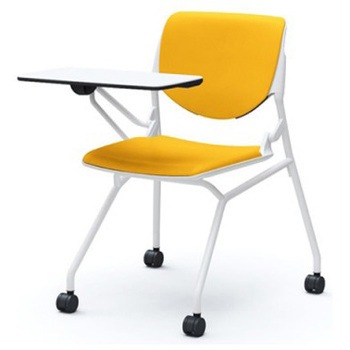 81S1AT PD33 ルナ ネスティング 肘無 テーブル付 背パッド付 ホワイトシェル ホワイトフレーム ナイロン双輪 オカムラ(岡村製作所) 07211718