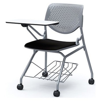81S1HN FM18 ルナ ネスティング 肘無 棚付テーブル付 背パッド無 グレーシェル シルバーフレーム ナイロン双輪 オカムラ(岡村製作所) 07211770