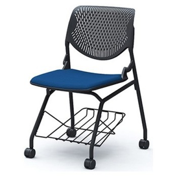 81S1JK FSF3 ルナ ネスティング 肘無 棚付 背パッド無 ブラックシェル ブラックフレーム ナイロン双輪 オカムラ(岡村製作所) 07212366