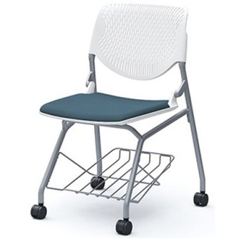 81S1GA FMV0 ルナ ネスティング 肘無 棚付 背パッド無 ホワイトシェル シルバーフレーム ナイロン双輪 オカムラ(岡村製作所) 07212646