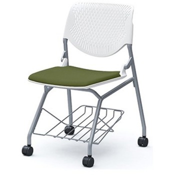 81S1GA FMV1 ルナ ネスティング 肘無 棚付 背パッド無 ホワイトシェル シルバーフレーム ナイロン双輪 オカムラ(岡村製作所) 07212655