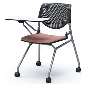 81S1CN FXW8 ルナ ネスティング 肘無 テーブル付 背パッド無 ブラックシェル シルバーフレーム ナイロン双輪 オカムラ(岡村製作所) 07213075