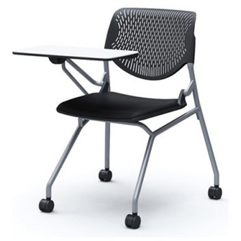 81S1CN PB20 ルナ ネスティング 肘無 テーブル付 背パッド無 ブラックシェル シルバーフレーム ナイロン双輪 オカムラ(岡村製作所) 07213091