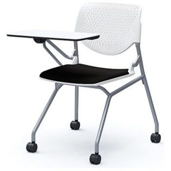 81S1AN FM18 ルナ ネスティング 肘無 テーブル付 背パッド無 ホワイトシェル シルバーフレーム ナイロン双輪 オカムラ(岡村製作所) 07213355