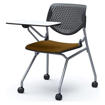 81S1CN FMV4 ルナ ネスティング 肘無 テーブル付 背パッド無 ブラックシェル シルバーフレーム ナイロン双輪 オカムラ(岡村製作所) 07213380