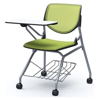 81S1JH FKA5 ルナ ネスティング 肘無 棚付テーブル付 背メッシュ ブラックシェル シルバーフレーム ナイロン双輪 オカムラ(岡村製作所) 07213906