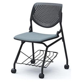 81S1JK FXW9 ルナ ネスティング 肘無 棚付 背パッド無 ブラックシェル ブラックフレーム ナイロン双輪 オカムラ(岡村製作所) 07214509