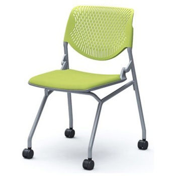 81S1EA FSF5 ルナ ネスティング 肘無  背パッド無 グリーンシェル シルバーフレーム ナイロン双輪 オカムラ(岡村製作所) 07215105