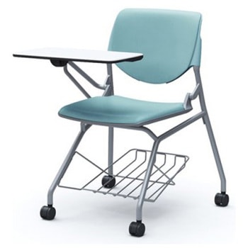 81S1KR PD31 ルナ ネスティング 肘無 棚付テーブル付 背パッド付 セージシェル シルバーフレーム ナイロン双輪 オカムラ(岡村製作所) 07215620