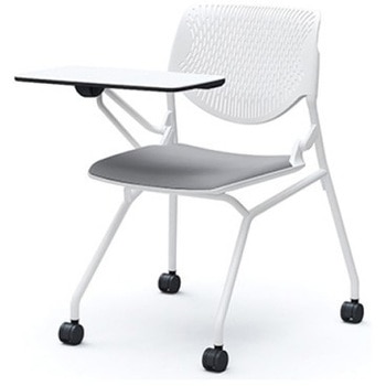 81S1AS FM19 ルナ ネスティング 肘無 テーブル付 背パッド無 ホワイトシェル ホワイトフレーム ナイロン双輪 オカムラ(岡村製作所) 07215690