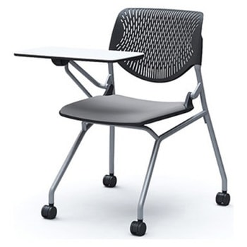 81S1CN FM19 ルナ ネスティング 肘無 テーブル付 背パッド無 ブラックシェル シルバーフレーム ナイロン双輪 オカムラ(岡村製作所) 07215699