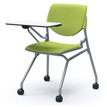 81S1ER PD32 ルナ ネスティング 肘無 テーブル付 背パッド付 グリーンシェル シルバーフレーム ナイロン双輪 オカムラ(岡村製作所) 07216189