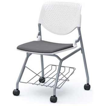 81S1GA FSG2 ルナ ネスティング 肘無 棚付 背パッド無 ホワイトシェル シルバーフレーム ナイロン双輪 オカムラ(岡村製作所) 07216688