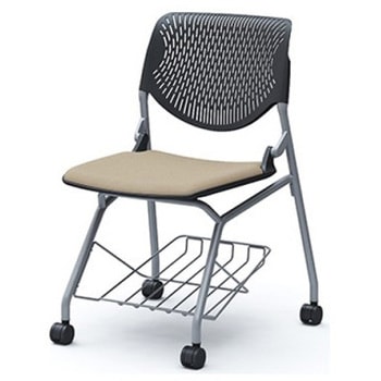 81S1JA FXW2 ルナ ネスティング 肘無 棚付 背パッド無 ブラックシェル シルバーフレーム ナイロン双輪 オカムラ(岡村製作所) 07216740