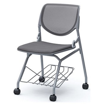 81S1HI FKA2 ルナ ネスティング 肘無 棚付 背メッシュ グレーシェル シルバーフレーム ナイロン双輪 オカムラ(岡村製作所) 07217047