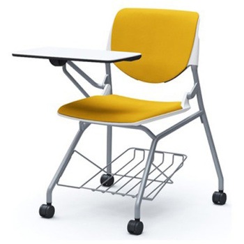 81S1GR FSG9 ルナ ネスティング 肘無 棚付テーブル付 背パッド付 ホワイトシェル シルバーフレーム ナイロン双輪 オカムラ(岡村製作所) 07217555